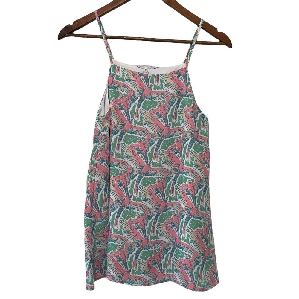 Lauren James Tank XS Tropical Vacation Parrots Mermaid Art Softgirl Lined